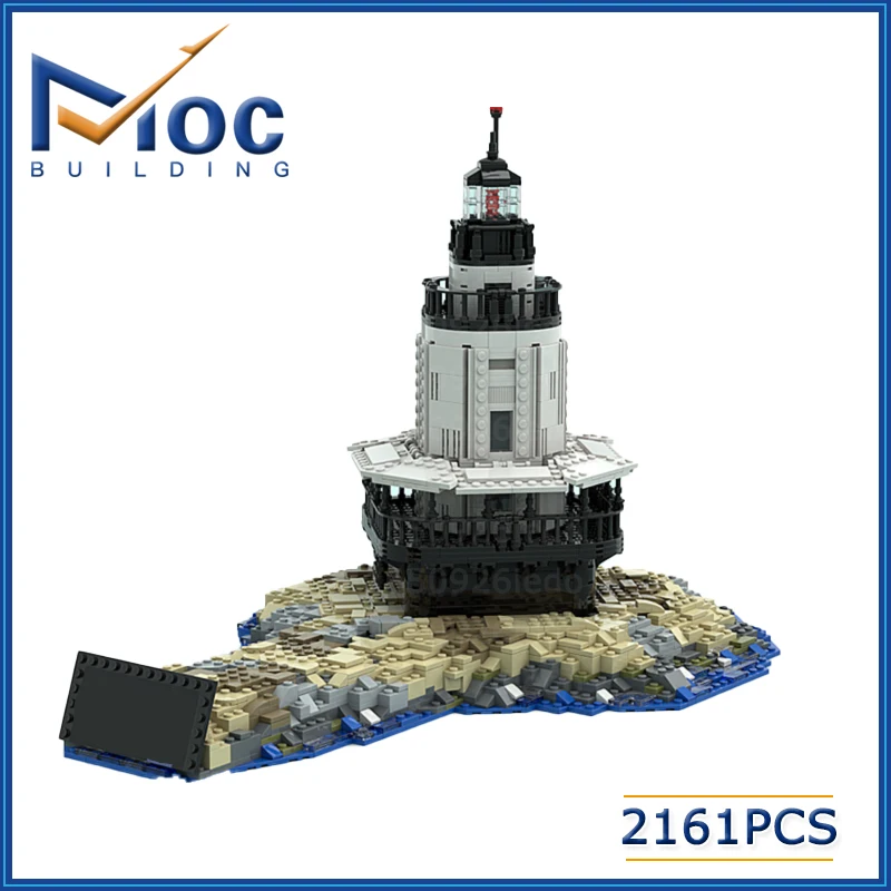 MOC Building Block Lighthouse With Base The Entrance To The Harbour Street View Bricks DIY Assembled Model Toy Holiday Gifts