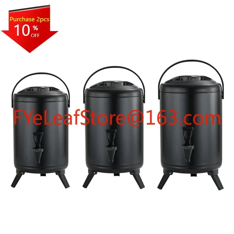 

Factory wholesale bubble tea shop supplies 8L 10L 12L Black stainless steel insulation barrel