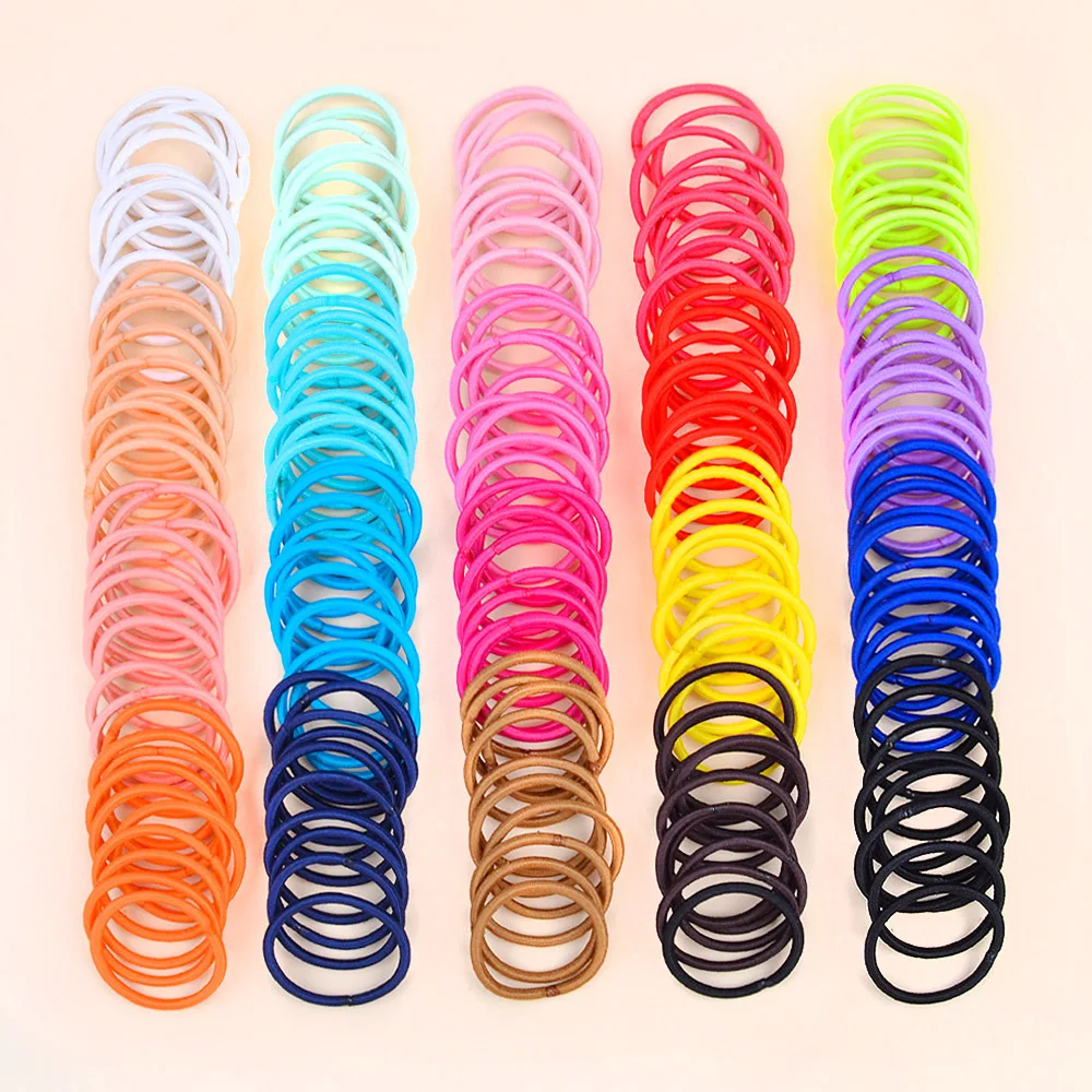 

New Children's Rubber Band Solid Color Hair Ring Net Red Ins Simple and Fine Hair Rope Girls Hair Accessories