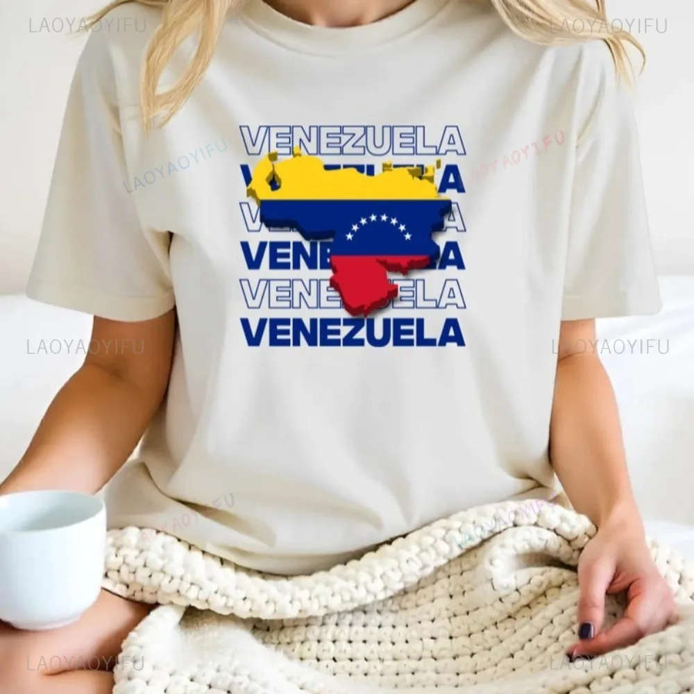 جريئة فنزويلا فخر المشارك الفن الحد الأدنى تي شيرت مطبوع موضة عادية فضفاض Harajuku المرأة التي شيرت قصيرة الأكمام س الرقبة تيز #3