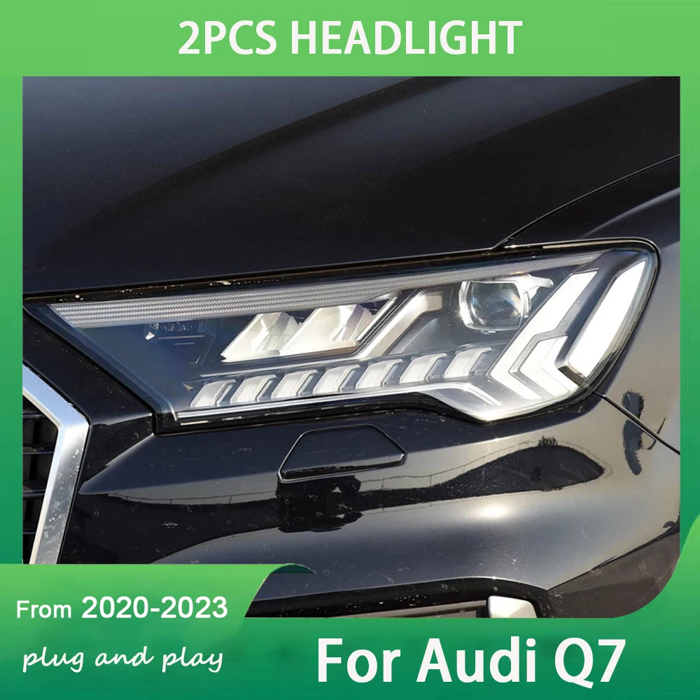 

1 пара светодиодных фар для Audi Q7 2020-2023, фары Plug and Play со светодиодной подсветкой DRL, поворотные передние обновленные фары