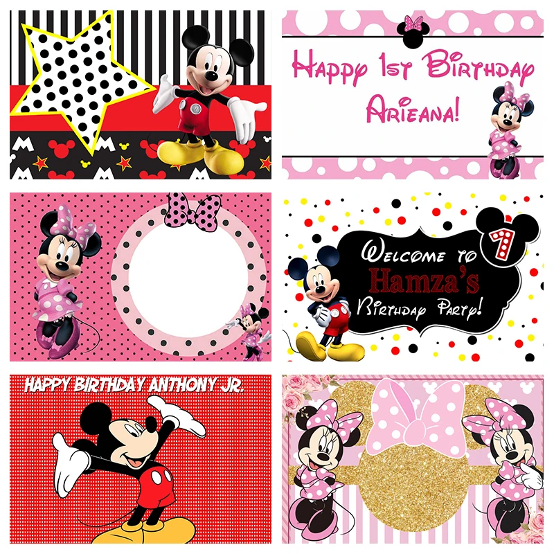 Mickey and Minnie Mouse  Birthday Party Baby Shower Decorations Invitations Banner Wall Decor Photo Booth