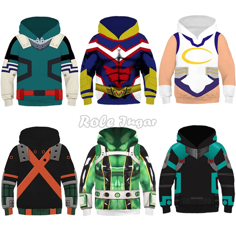 4 To 13 Years Kids Hoodies Midoriya Izuku 3D Printed Boys Girls Hoodie Cartoon Sweatshirt Children Clothes