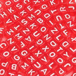 400/200/100pcs Mixed Red Letter Acrylic Beads Square Alphabet Spacer Beads For Jewelry Making Handmade Diy Bracelet Necklace