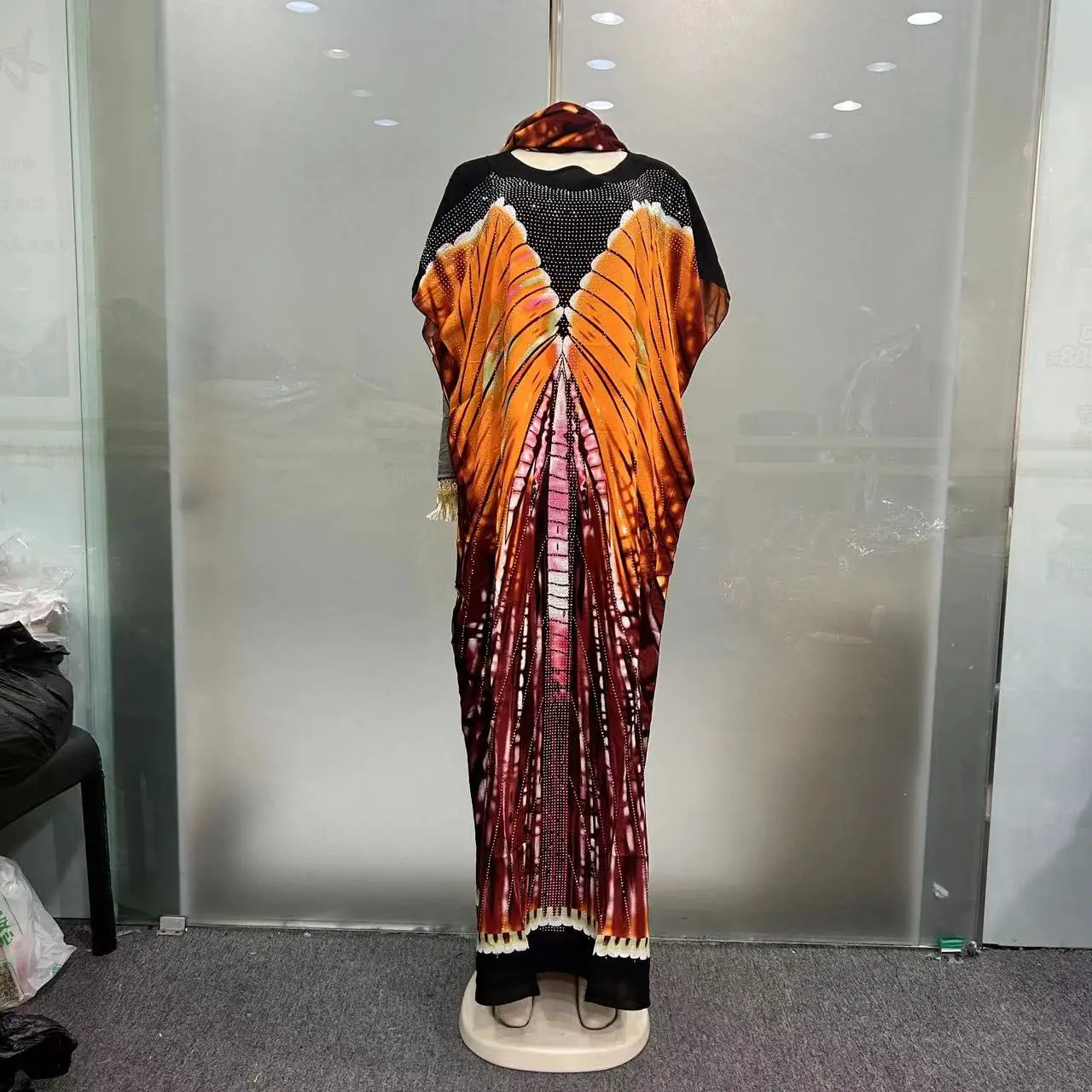 Nova moda verão cachecol diamante casual indústria pesada estampa africana vestido de algodão feminino