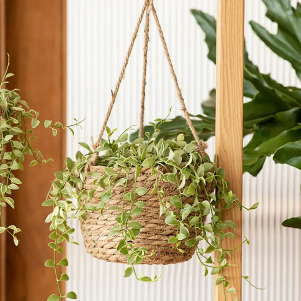 

Decorative Flower Basket Handmade Woven Flower Basket Strong Load-bearing Indoor Outdoor Hanging Planter for Home Decor Stylish