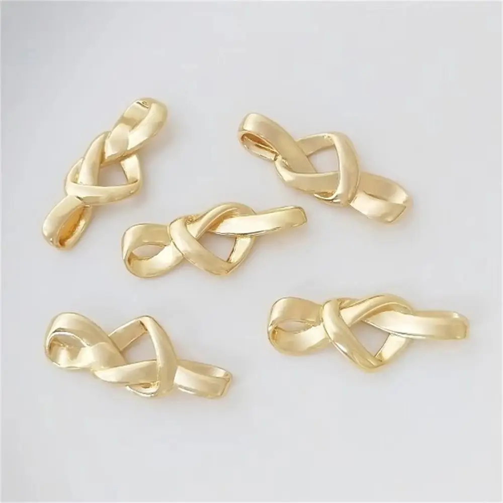 14K Gold Heart Knot Connector Love Bow Accessories Handmade Diy Necklace Bracelet Jewelry Accessories K197