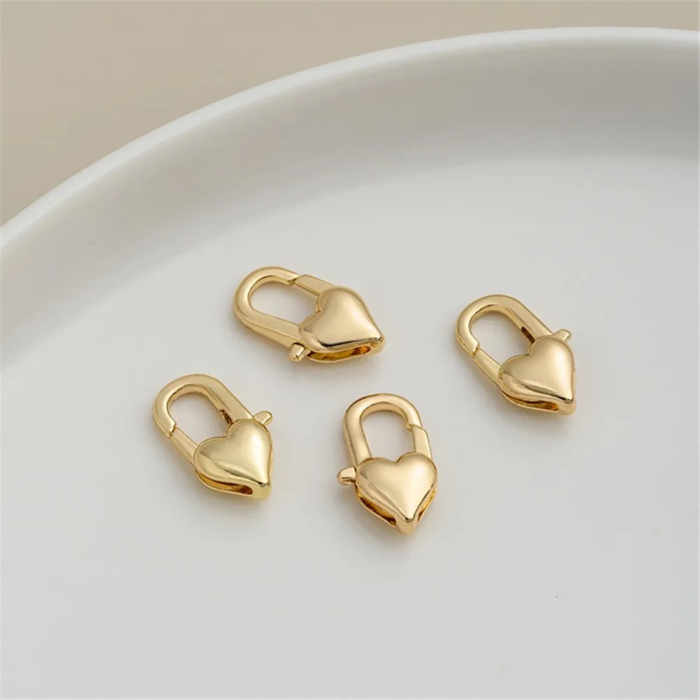 

1pcs 14K Gold-plated Accessories, Heart-shaped Chain Necklace, Heart-shaped Lobster Spring Buckle, Diy Handmade Jewelry Material