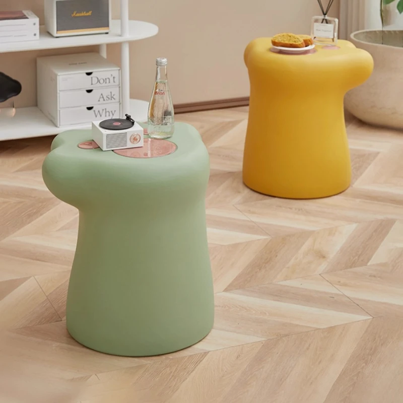 Cream Style Cat Paw Shoe Stool One-Piece Plastic Footrest for Home Entry Balcony Window Cute Animal Themed Bench