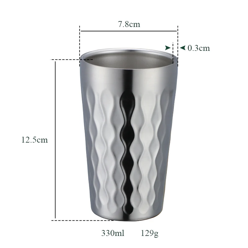 1-7 pezzi a doppia parete in acciaio inox martello Texture metallo caffè tazza da tè riutilizzabile tazza di birra bevanda fredda tazze da latte