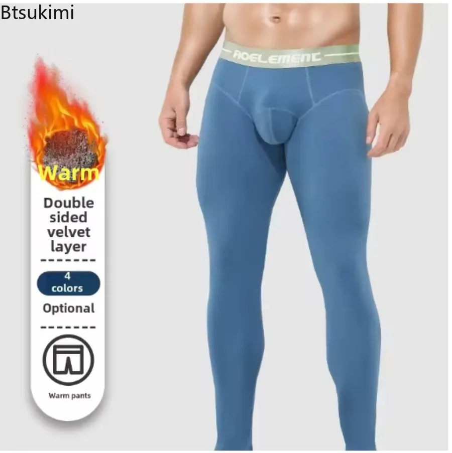 

Winter Long Johns New Men's Comfortable Leggings Thickened Fleece Slim Fit Warm Underpanties Thermal Underwear Bottoms for Men