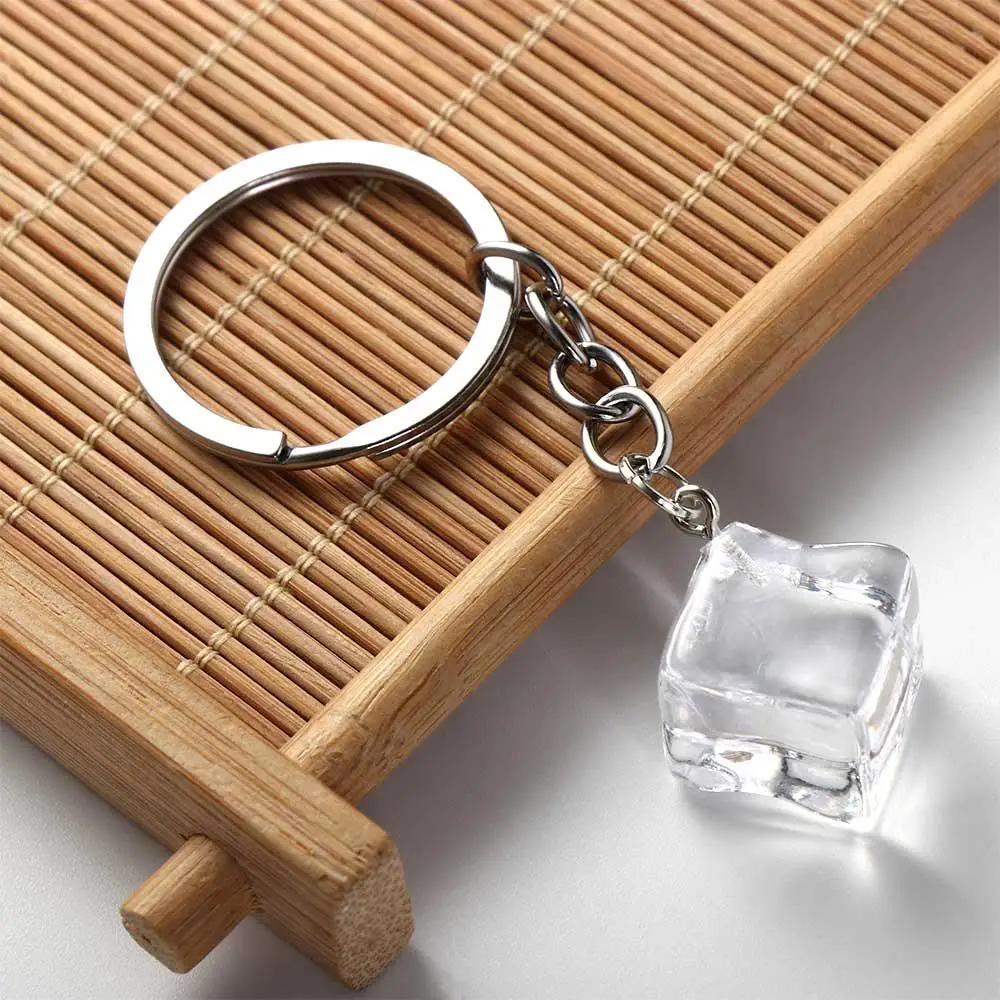 3D Ice Cube Ice Cube Acrylic Pendant Simulation Ice Cubes Stereoscopic 3D Geometric Ice Keychain Acrylic Transparent