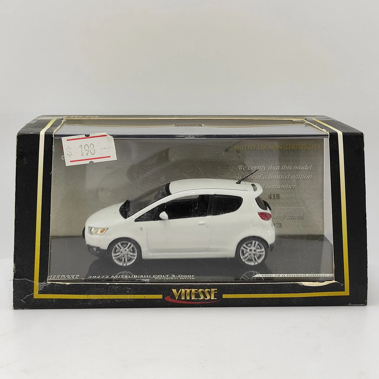 

Paint Surface Defect Diecast VITESSE 1:43 Scale Mitsubishi COLT 3-Door Porcelain White Alloy Car Model Collectible Toy Gift