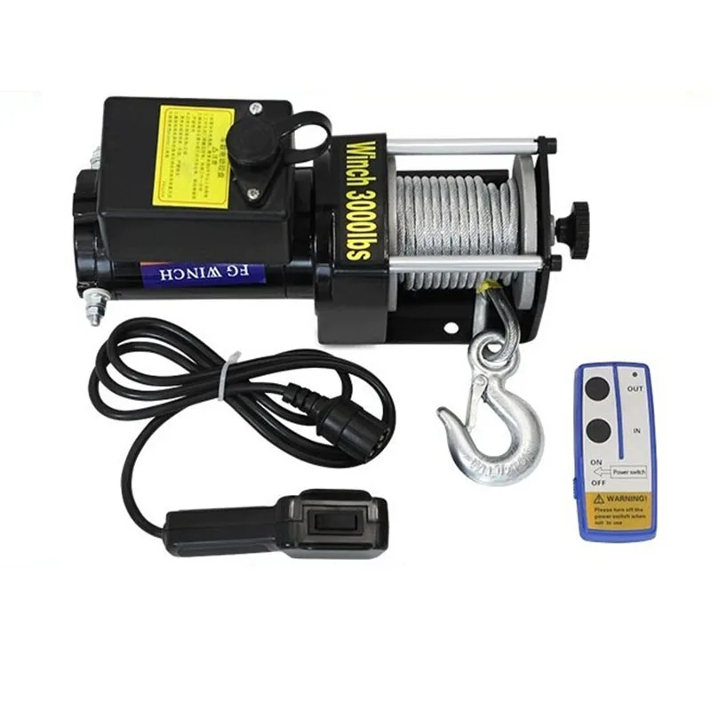 3000lbs ATV/UTV Electric Winch Steel Rope Winch Wired Remote Control for Towing Off-Road Vehicle Recovery Boat