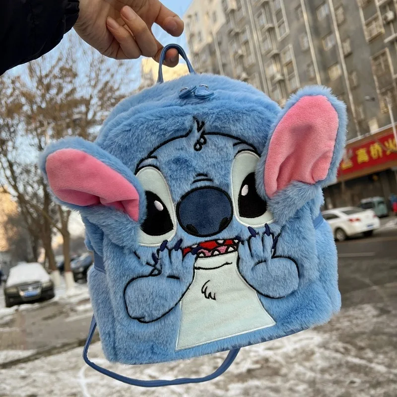 Disney cartoon blue Stitch Kids Backpack Mini plush Schoolbag Girls and Boys Cute lady Shoulder Bag gift