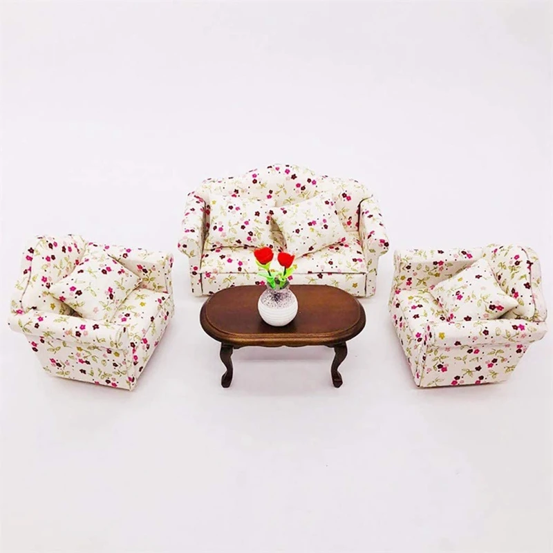 1:12 Dollhouse Miniature Furniture Teatable Coffee Table Living Room Toy Red Table,Dollhouse Decoration Accessories