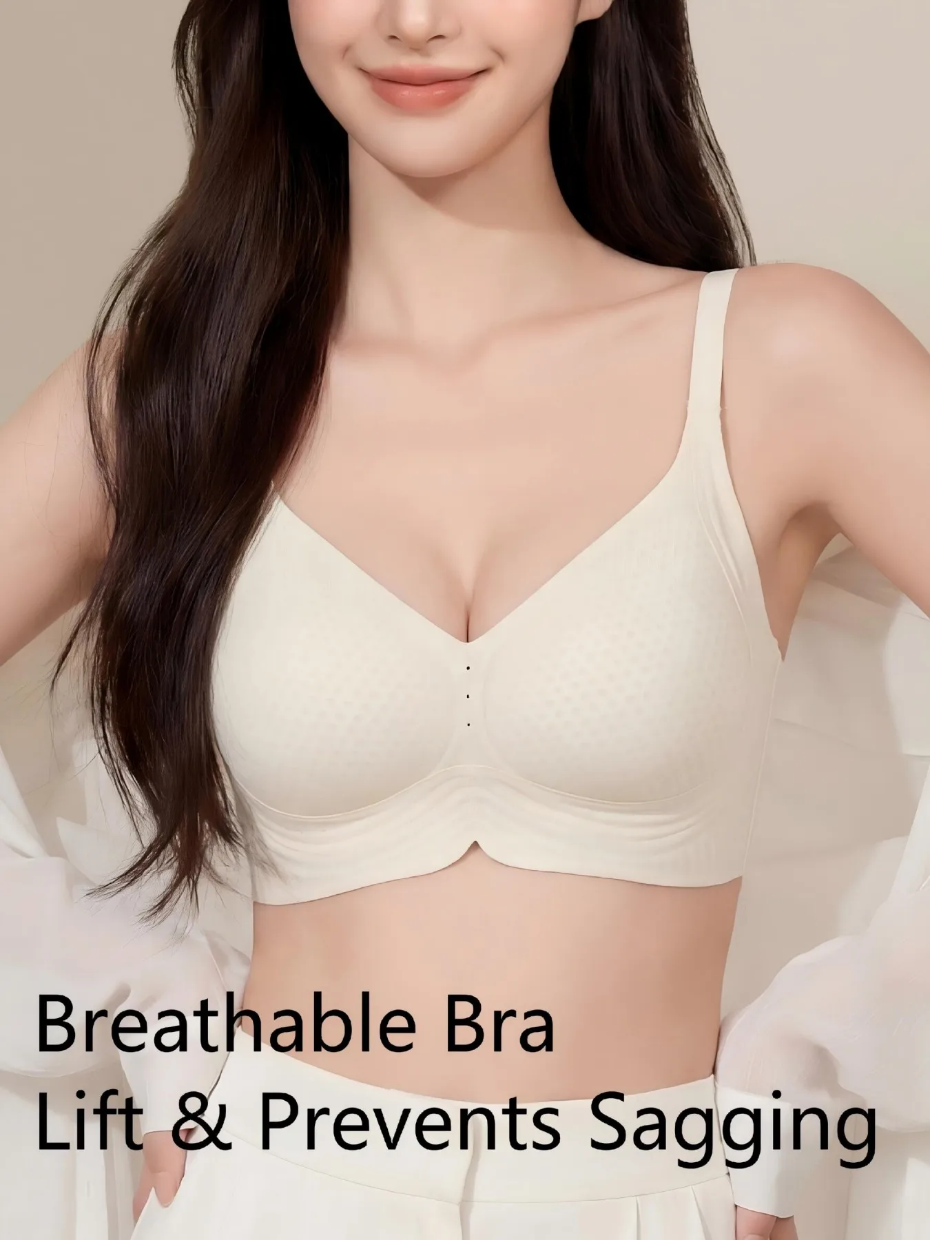 Wireless Soft Support Bra Women Summer Breathable Mesh Hole Cups Mulberry Silk PushUp SideFat Control No Digging NonSlip A-C Cup