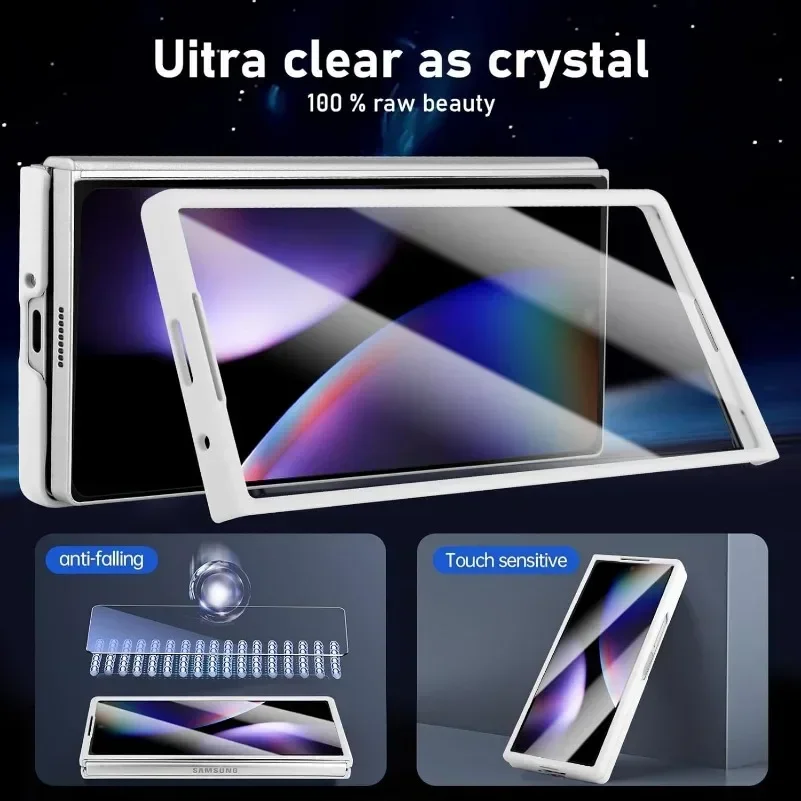 جراب غير لامع نحيف بلون نقي مع واقي شاشة مدمج ، غطاء لهاتف Samsung Z Fold 6 ، Galaxy Z Fold 5 ، حامل أقلام PC
