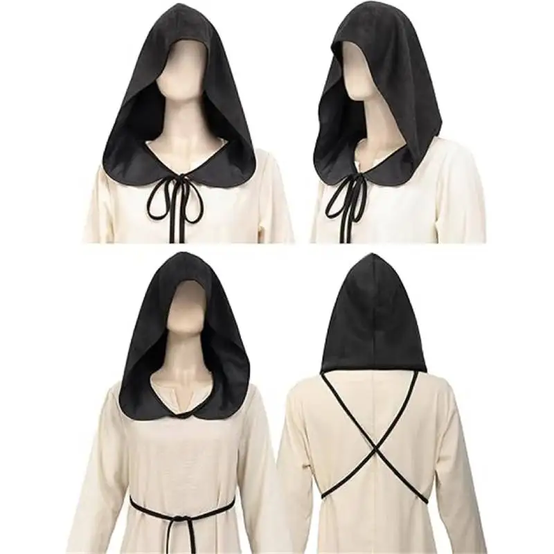 

WENAM Cosplay Medieval Pirate Retro Hood Scarf Black Wrap Cloak Renaissance Halloween Masquerade Costume Shoulder Cowl