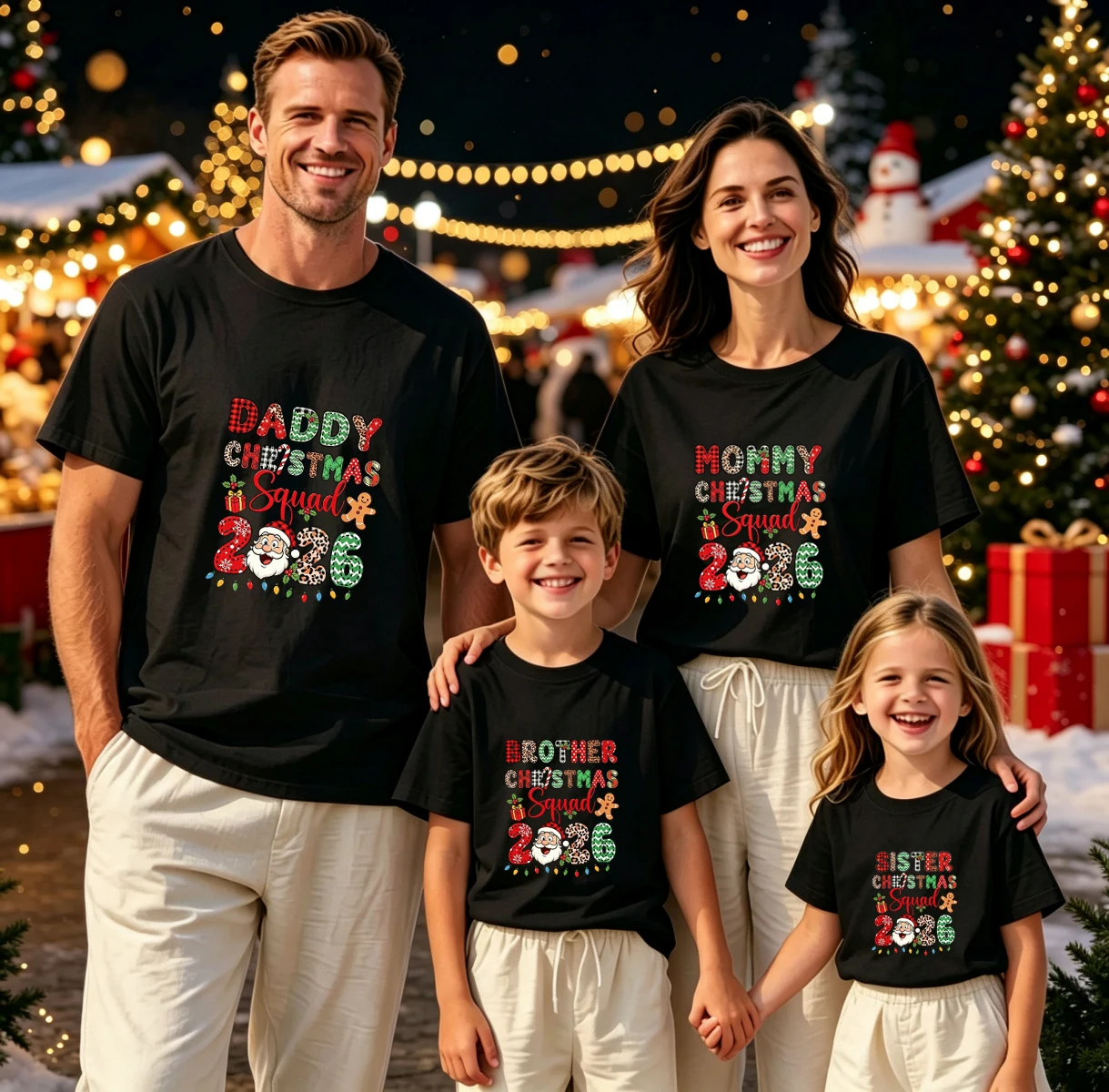 2026 Christmas Squad Family Matching T-Shirts, Daddy Mommy Brother Sister Christmas Tee, Family Christmas Festival Outfit Tshirt