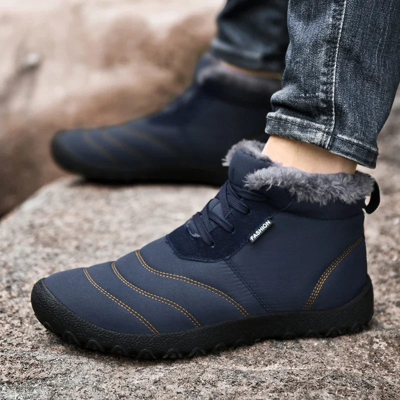 

2023 new lightweight snow boots for men outdoor non-slip winter with wool thickened warm cotton shoes waterproof 47 large size