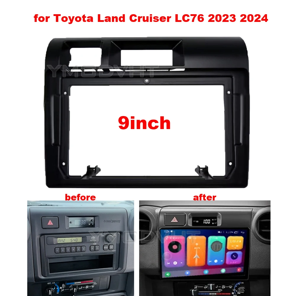 

9-дюймовый автомобильный радиоприемник для Toyota Land Cruiser LC76 2023 2024 DVD стерео рамка монтажная пластина приборная панель установка комплект отделки рамки