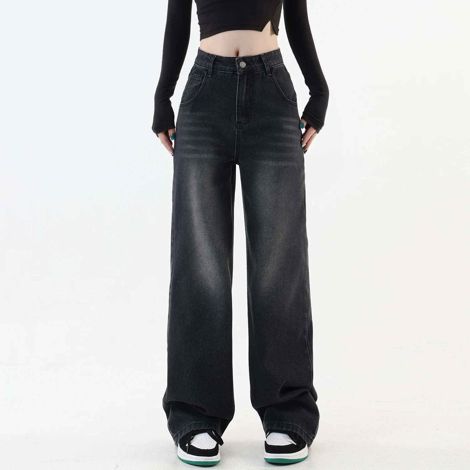 

Vintage Women's Baggy Jeans 2025 New Ladies Streetwear Wide Leg Loose Denim Pants Trousers Fashion High Waist Straight Pants