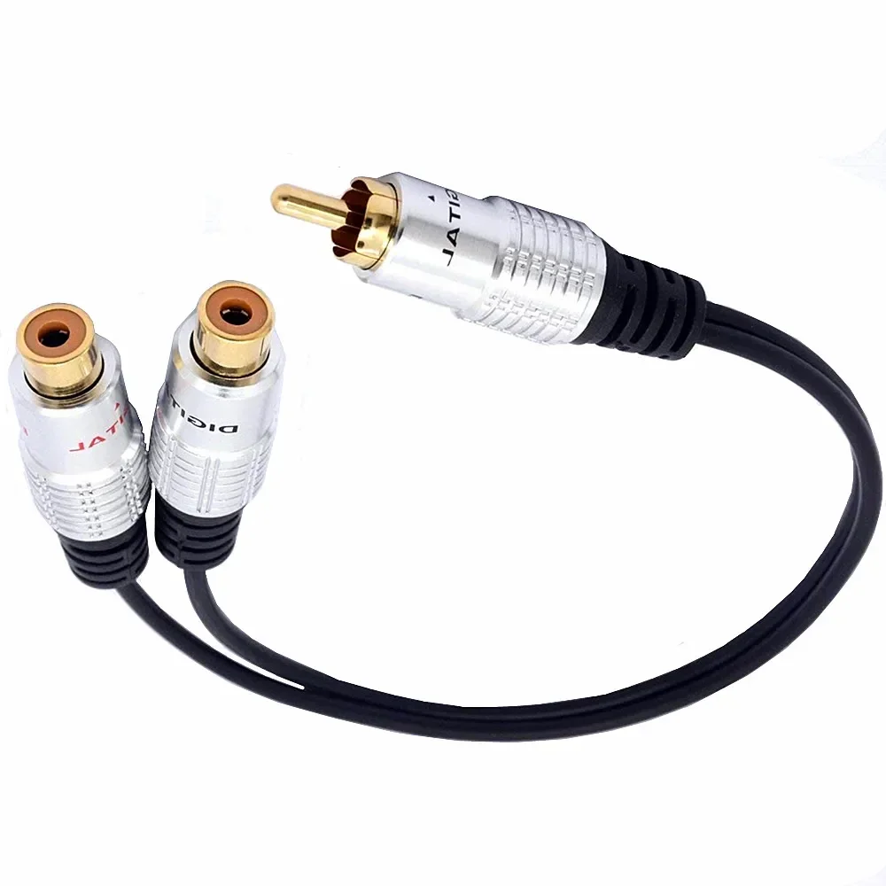 RCA Y-Adapter Audio Cable,RCA Splitter Cable 1 RCA Mono Male to 2 RCA Phono Female Y Adapter Cord (RCA Male to 2 Female)