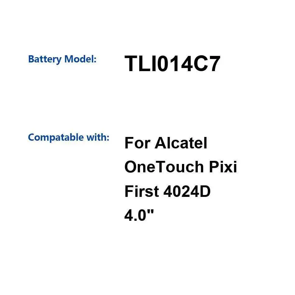 Долговечный аккумулятор мобильного телефона емкостью 1450 мАч, быстрая зарядка для Alcatel Onetouch Pixi First 4024D 4,0 дюйма TLI014C7 Долговечный аккумулятор мобильного телефона емкостью 1450 мАч, быстрая зарядка для Alcatel Onetouch Pixi First 4024D 4,0 дюйма TLI014C7