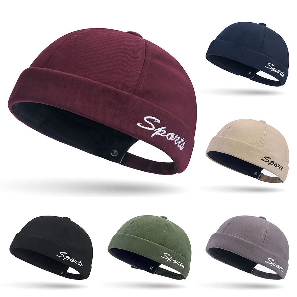 Men Vintage Street Skullies Cap Portable Multipurpos Top Hats Fashion Brimless Hip Hop Hats Summer Solid Color Beanie Hat