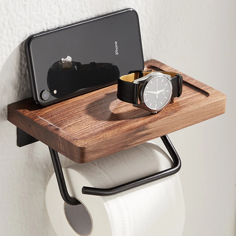

Paper Towel Rack Black Walnut Toilet Rollrack Creative Solid Wood Paper Towelhook Bathroom Rack