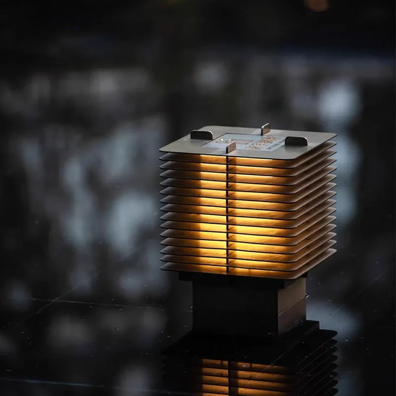

Outdoor desk lamp louver light and shadow decorative stainless steel matte brushed indoor charging
