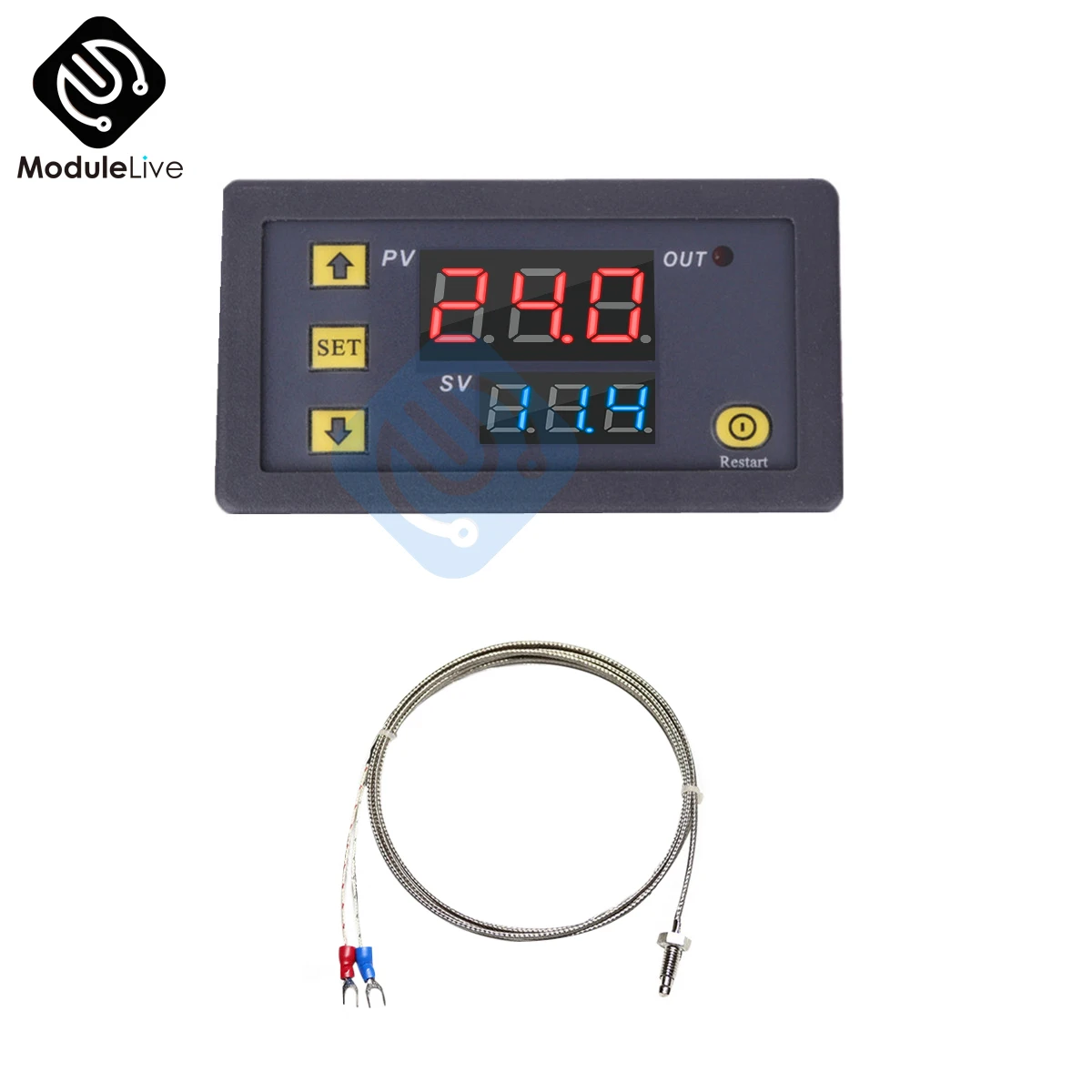 W3230 DC 12V 24V AC110-220V Digital Temperature Control K Type Probe LED Thermostat Regulator Heat/Cooling Control Thermoregulat