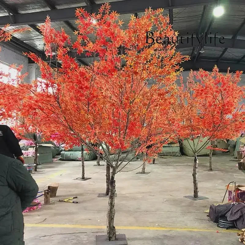 Indoor decoration green tree planting simulation red maple maple decorative waterproof outdoor landscaping special exquisite