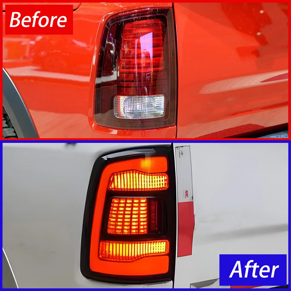 Car Taillights Assembly for Dodge Ram1500 2008-2016 Led Auto Rear Back Lamps Upgrade Dynamic Flashing Signal Light Accessories