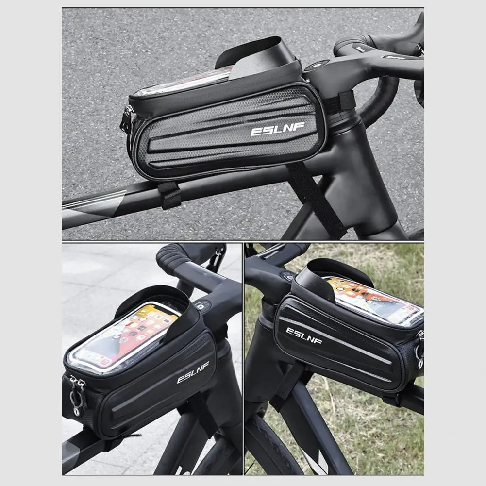 Zipper Closure Bag Bicycle Bag Waterproof Bicycle Front Frame Bag with Capacity Touch Screen Phone Holder Essential Bike for Any