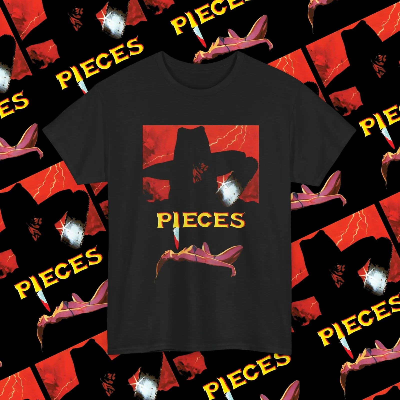 Pieces 1982 Splatter/Giallo Horror Movie Shirt, 80s Horror Movie Poster T-Shirt