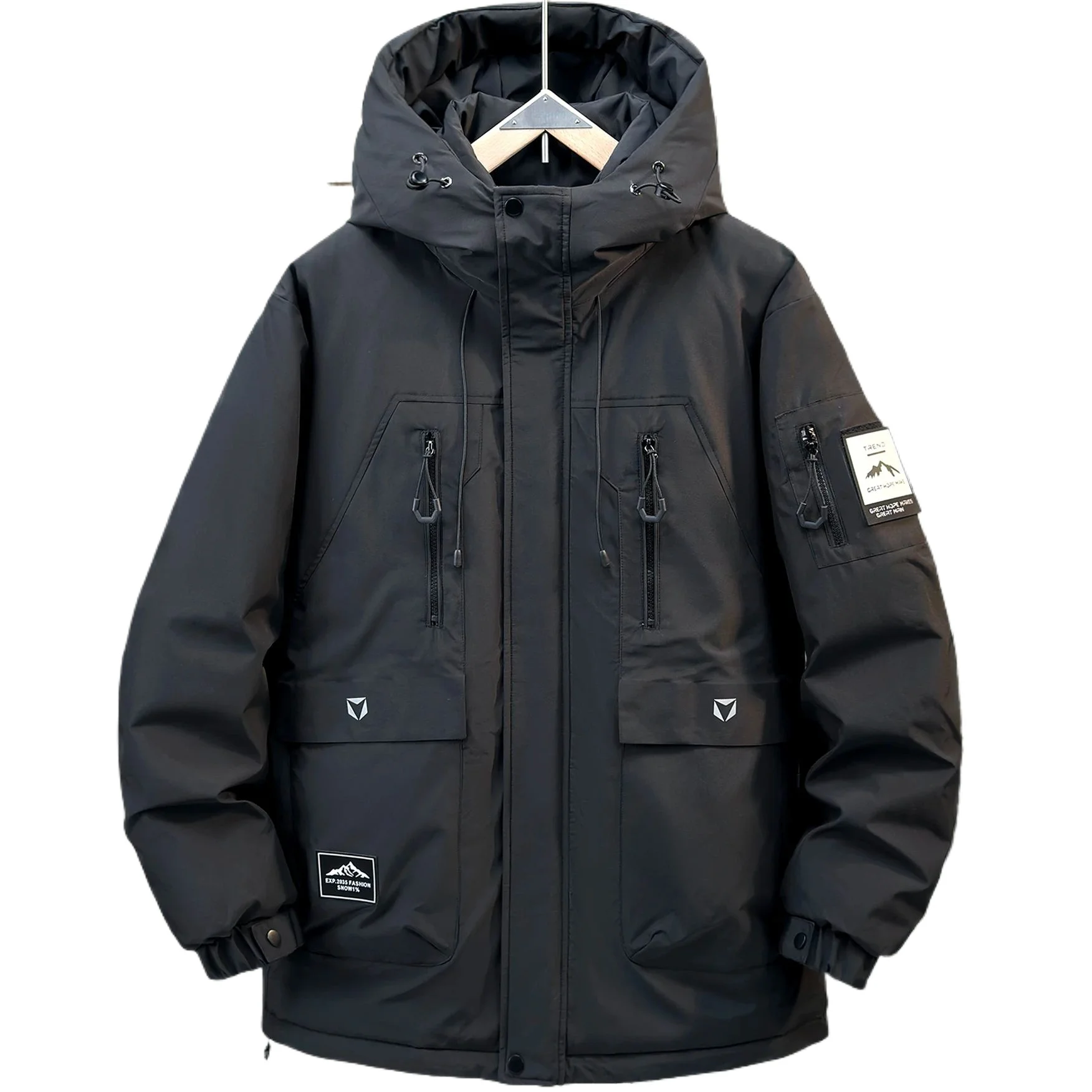 

Winter New Men's Casual Down Jacket Korean Hooded Loose Fit Thickened Plus Size Coat