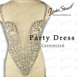 Newest wedding dress cocktail dress Beautiful Quality Perfect Material Sexy Lady Silver Diamond Bodice Applique JY092 2024