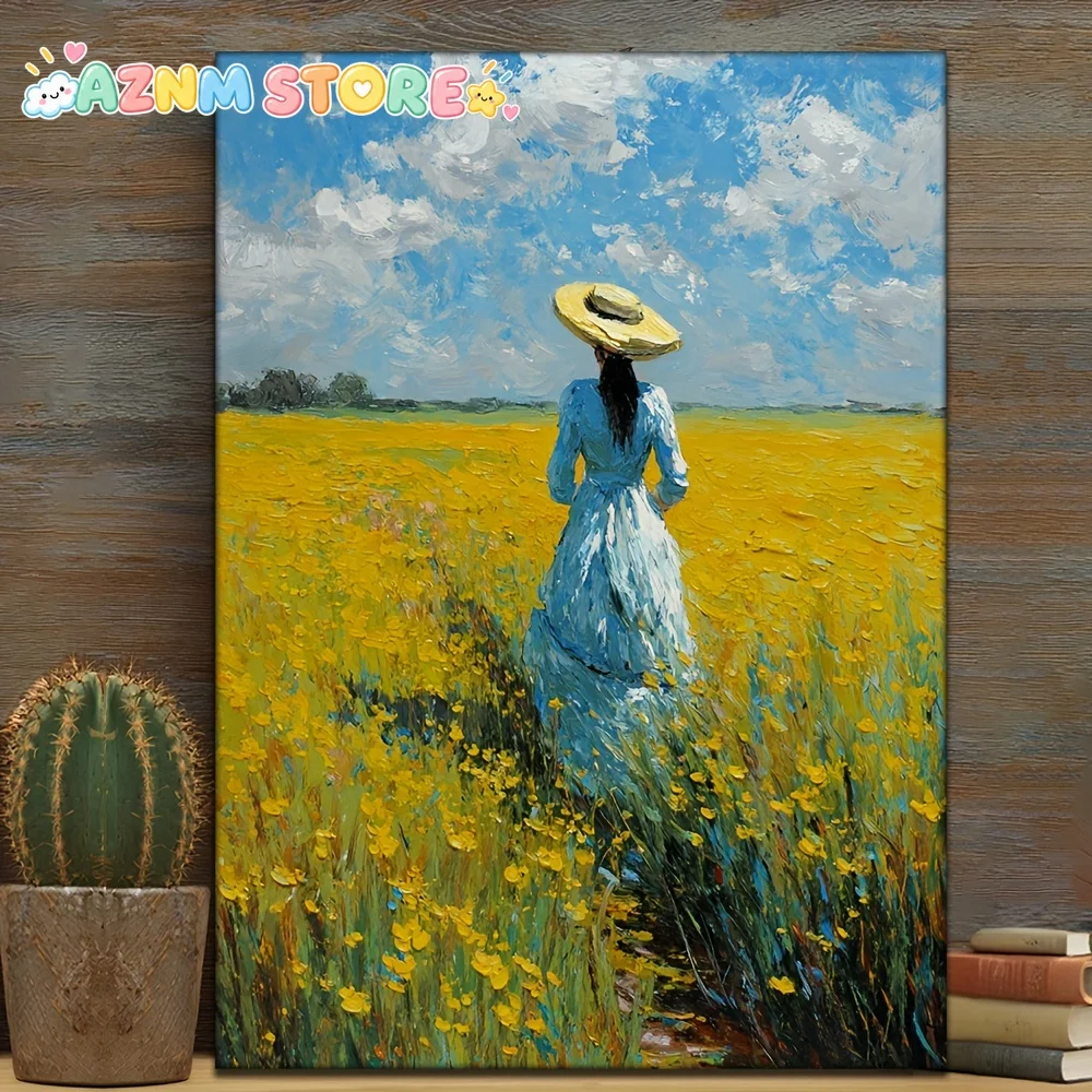 2D Flat 1pc Claude Monet Matisse Morris Spring Impressionist Painting Replica - Hand-Painted Look Oil Texture On Canvas, Vint