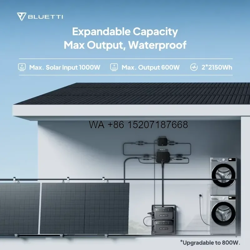 Wmwmnu for BLUETTI Portable Micro Balcony PV Power System 600W 800W IP65 Waterproof App Control Eligible for DIY Installation