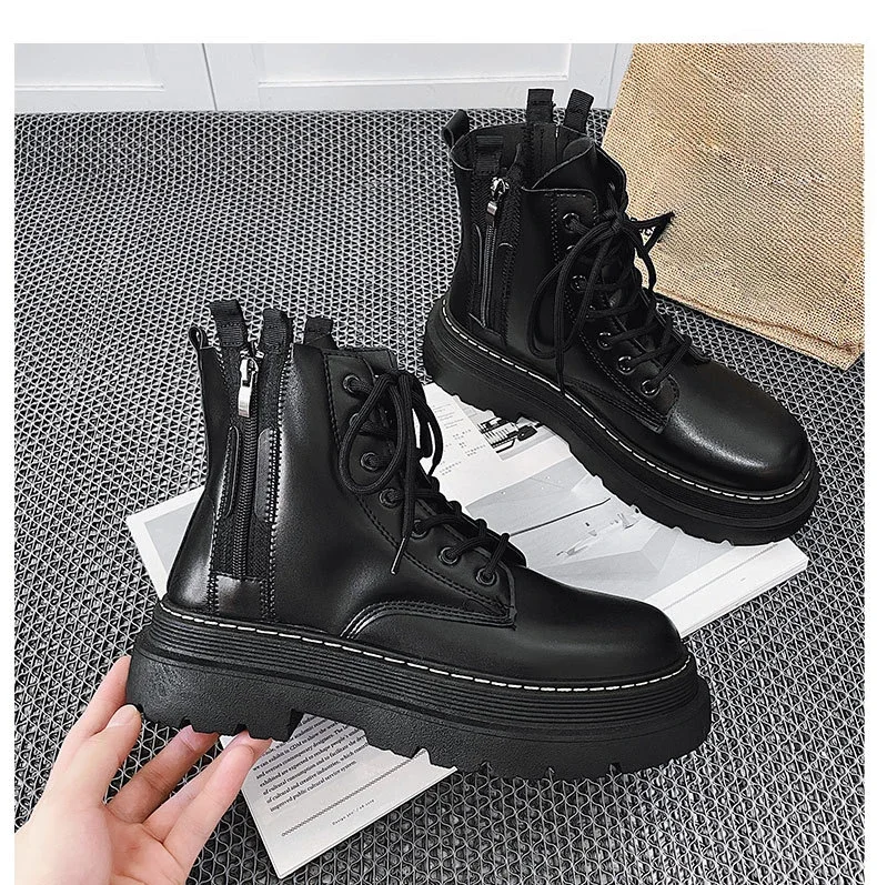 Men's Boots 2024 Autumn New British Style High Top Thick Sole Fashion Casual Men's Shoes