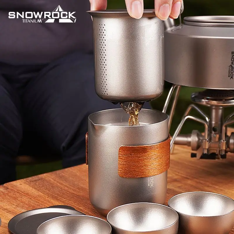 260ml Tea Infuser,600ml Water KETTLE,Tea Tray Set,Pure Titanium Tea Ware/Drinkware For Outdoor Use,Camping,Household Use,Gifts