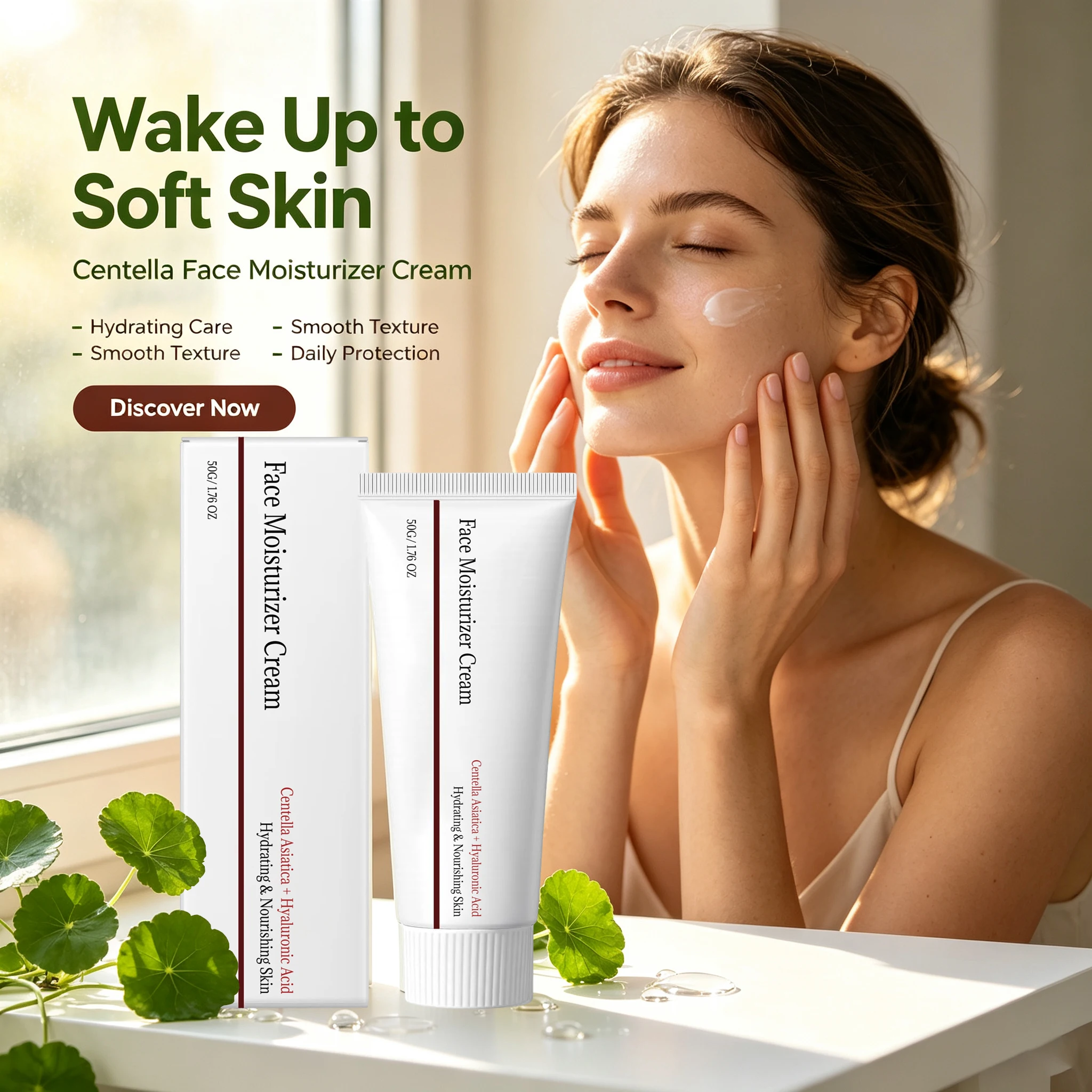 Korean Centella Asiatica 24h Cream Deep Hydrating Hyaluronic Acid Moisturizer Non-Greasy Barrier Repair For A/W Dry RednessCream