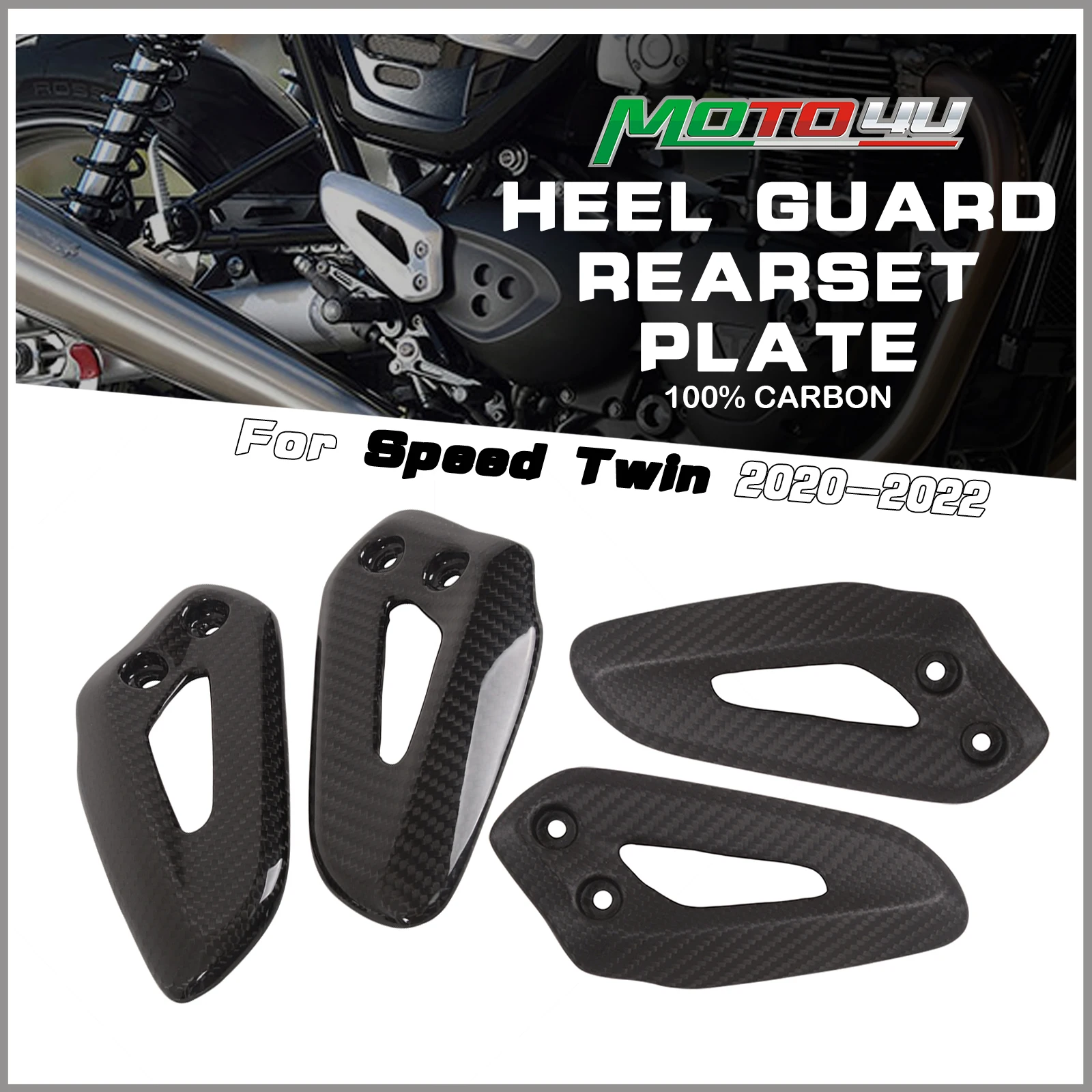 

For Triumph Speed Twin 2020 2021 2022 Real Carbon Fiber Motorcycle Heel Guard Rearset Plate Foot Peg Protector 1 Pair