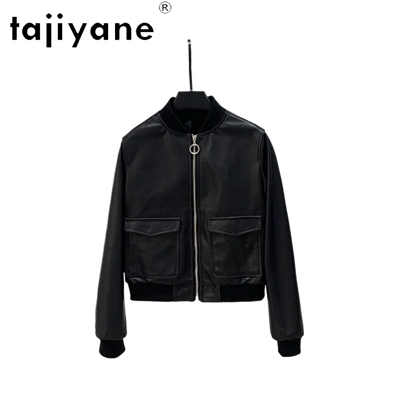 TAJIYANE Genuine Sheepskin Leather Jacket Woman Stylish Short Baseball Coat Casual Motorcycle Jackets 2026 Fall Women Clothes 자켓