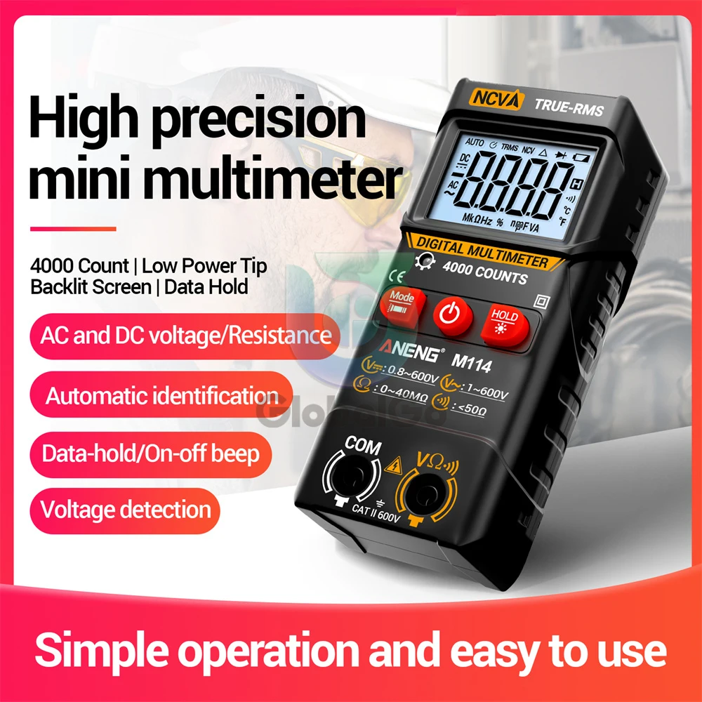 

M115 M114 Mini Multimeter Digital 4000 Counts DC/AC voltage Meter Smart Multimetro Ohm NCV Resistance Electrician Tools Tester