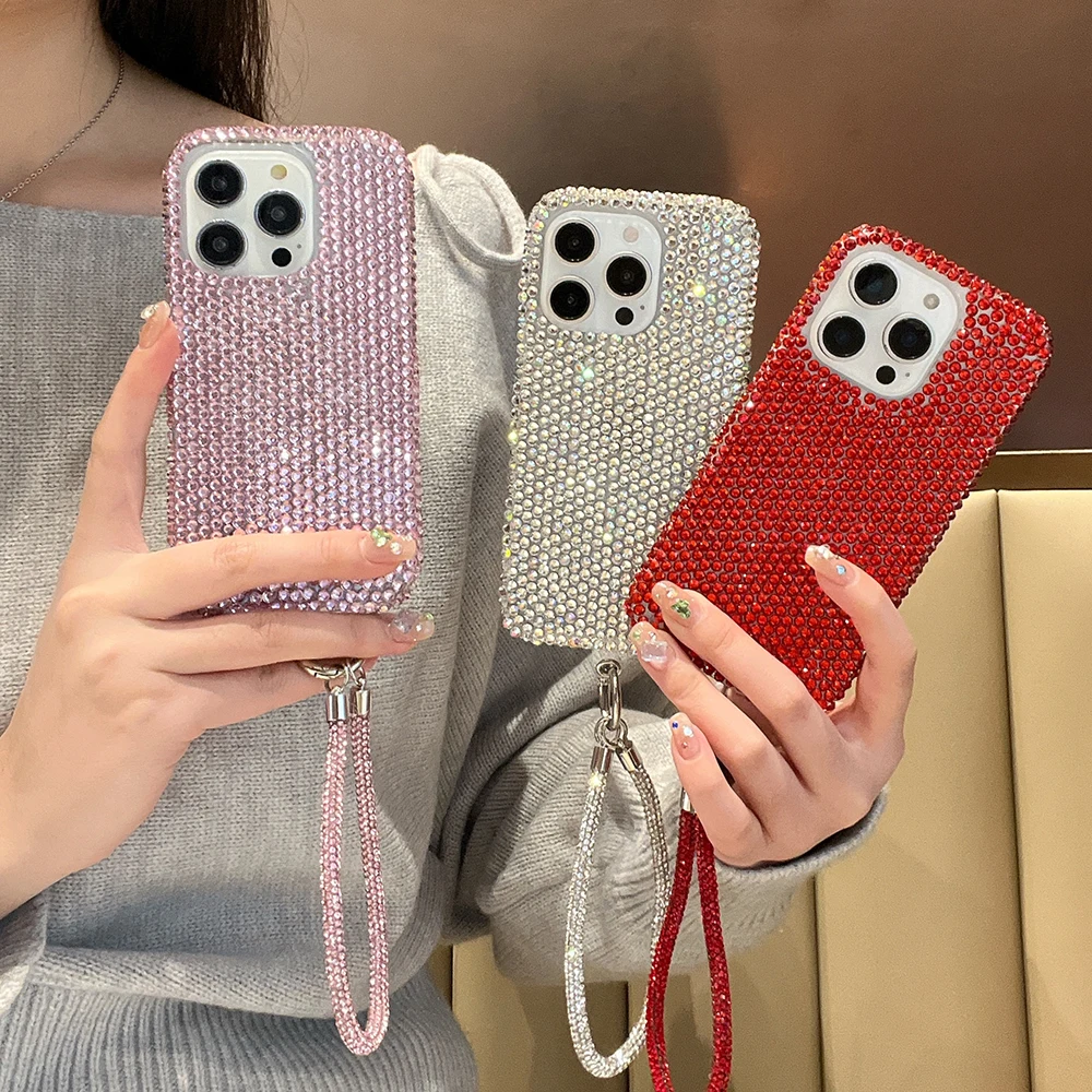 Niedliche Glitzer-Bling-Diamant-Kristall-Handyhüllen für iPhone 16 15 14 13 12 17 18 Pro Max 16 Plus 11 Air Stoßfeste Rückseiten-Abdeckung – Detail 5