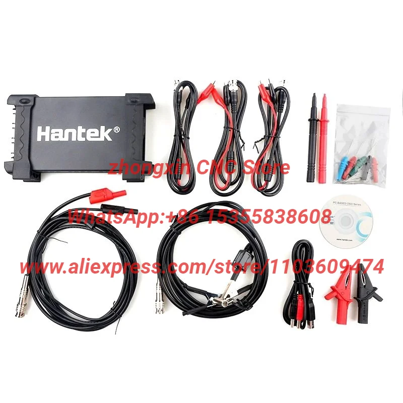 Osciloscopio Portátil USB para PC Hantek 6104BE, 100MHz, 4 Canales, 1Gsa/s, Osciloscopio Digital de Mano, Herramienta de Diagnóstico Automotriz