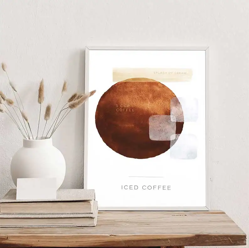 لوحة قماش ناعمة للقهوة المثلجة تحب المطبخ ، صحف الحائط الاسكندنافية والطباعة ، صور لتزيين القهوة #4